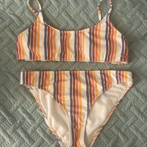 Roxy Kids Bralette Bikini Lovely Senorita Swimsuit 2 piece.  White Yellow Pink